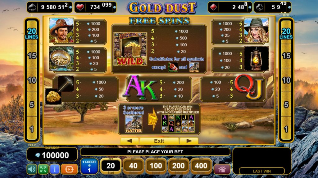 Gold Dust Slot Simboli