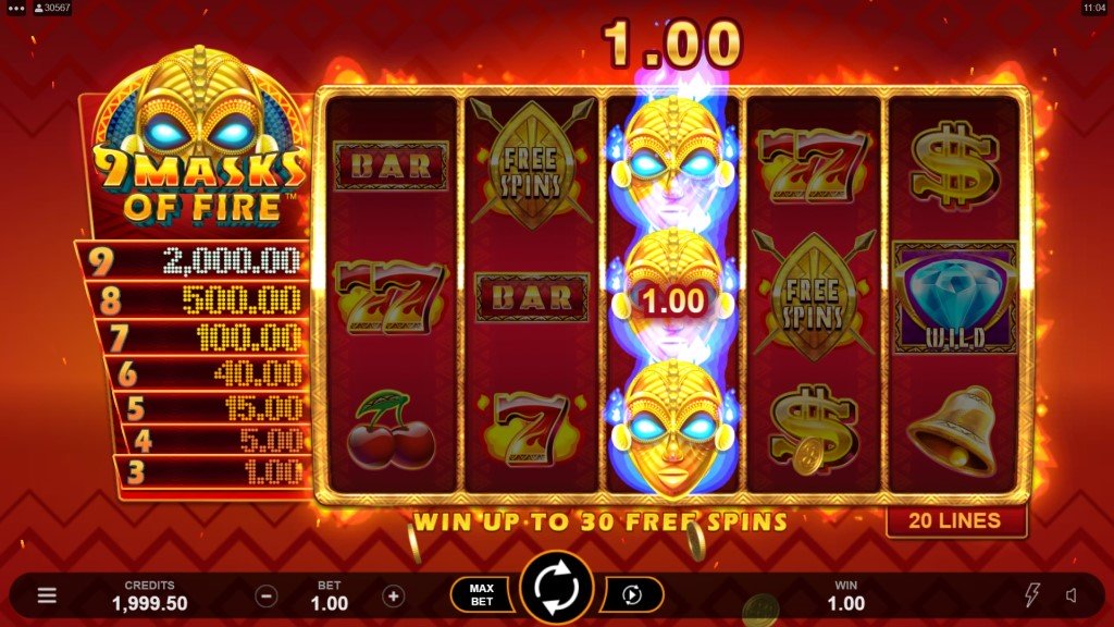 9 Masks of Fire Slot