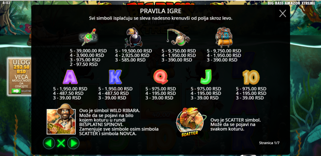 Big Bass Amazon Xtreme Slot Symbols