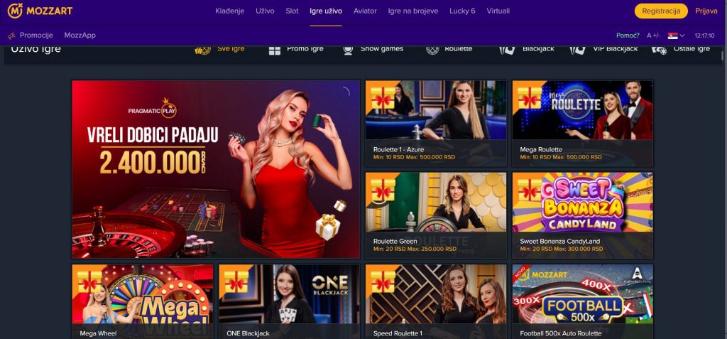 Mozzart Kazino Igre uživo